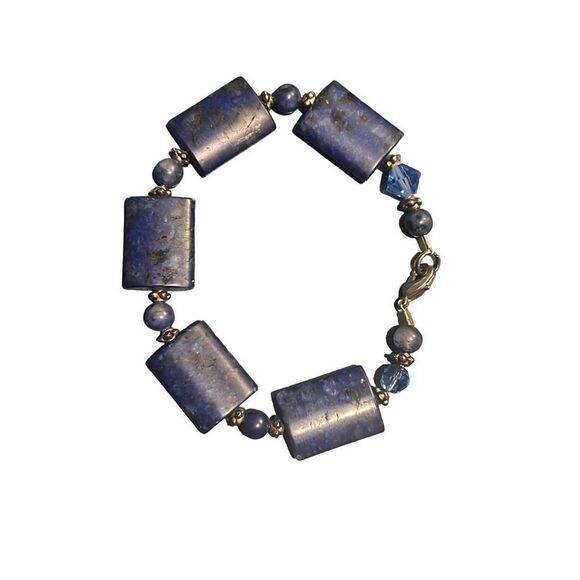 Vintage Blue Lapis Rectangular Women’s Bracelet - Picture 3 of 6